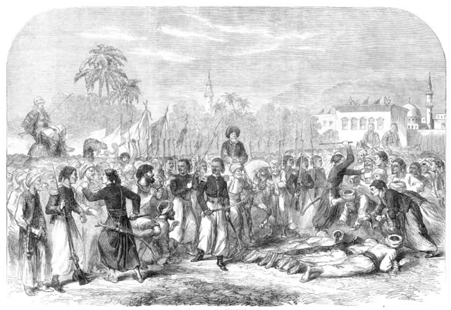 رسمة نُشرت في "أخبار لندن المصورة" عام 1861 توثق طقس "الدوسة" الذي اندثر، بعد سنوات من مآذارته خلال الاحتفال السنوي بالمولد النبوي في القاهرة في حضور الحرس الملكي والدين.