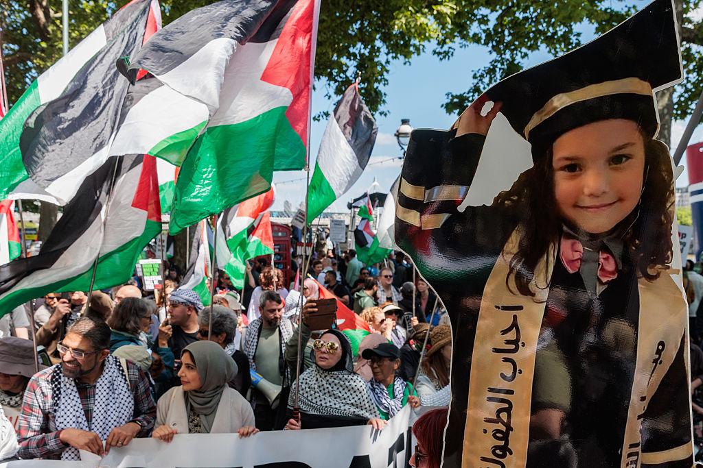 مظاهرة في لندن العام الماضي في ذكرى النكبة الفلسطينية-غيتي