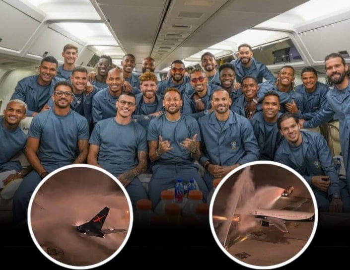 Water Salute لـ طائرة البرازيل إلى المونديال!