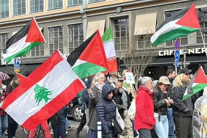 تظاهرة في ستوكهولم تندد بالعدوان الإسرائيلي على لبنان وفلسطين